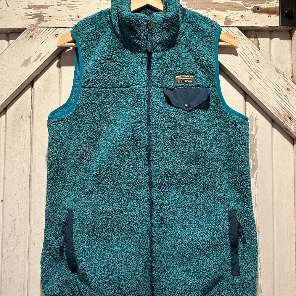 L.L.Bean Hi-Pile Fleece Vest (Women's Medium, Teal)